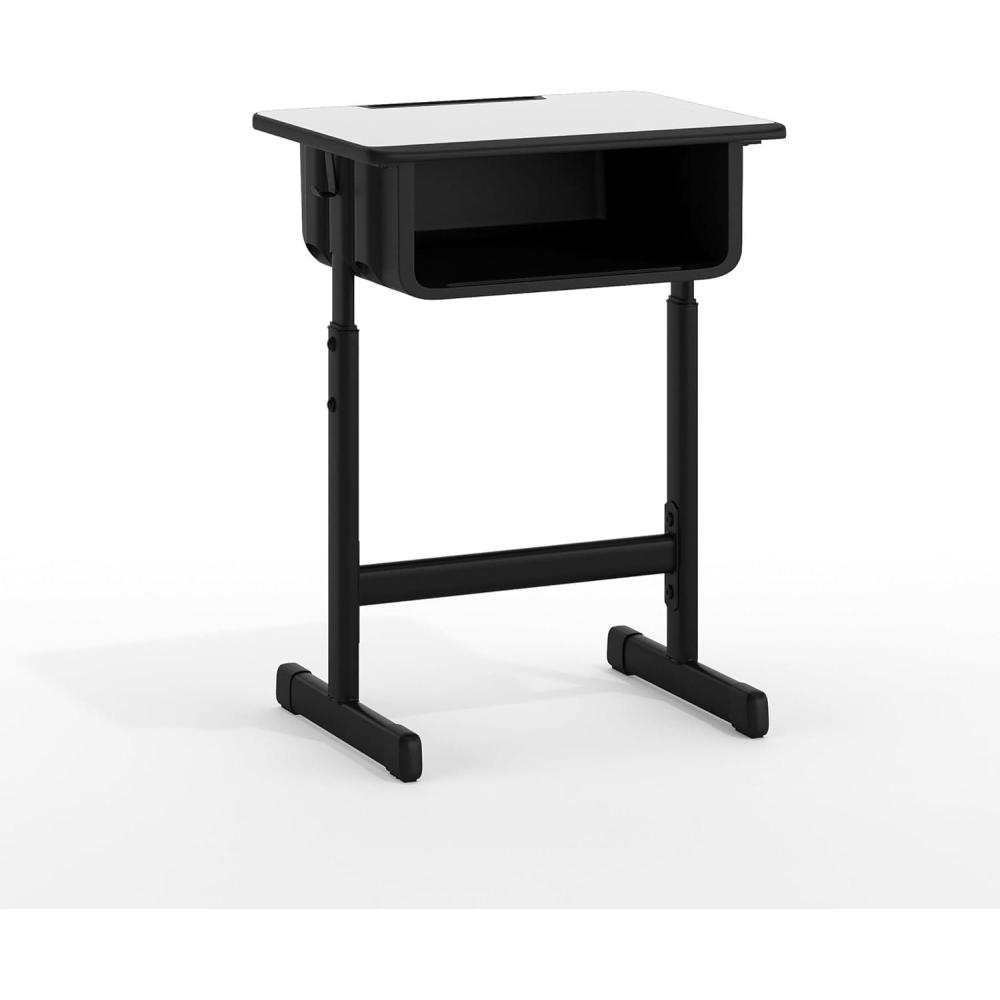 imageFlash Furniture Billie Open Front Student Desk for Classrooms or Remote Learning Height Adjust School Desk with Book Box and Bag Hooks BlackGraySet of 10