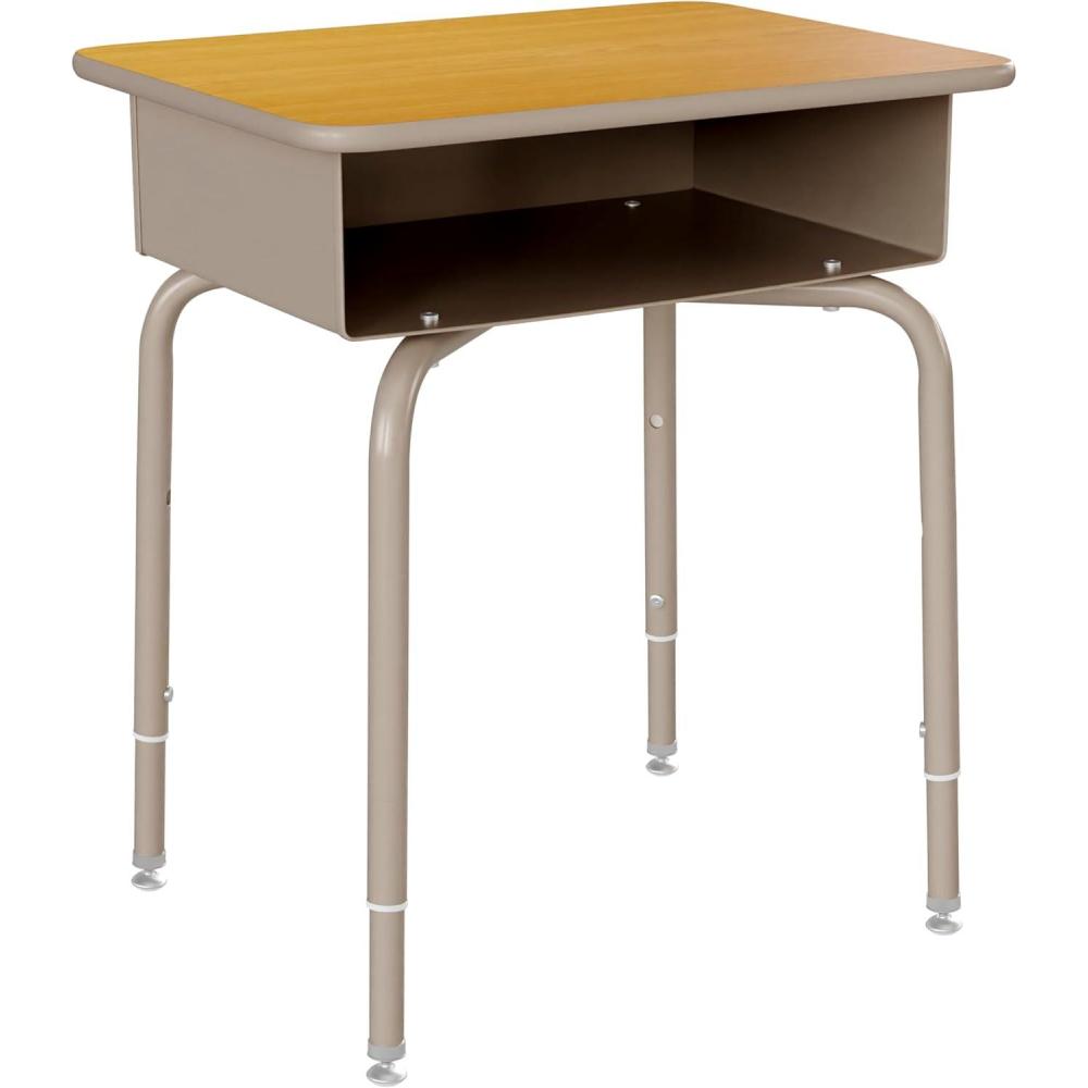imageFlash Furniture Billie Student Desk Gray Granite Open Front School Desk Silver Metal Frame 24quotW x 18quotD Adjustable Height Durable for School or Remote LearningMapleSilver