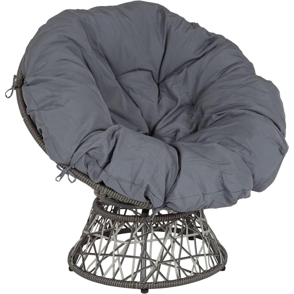 imageFlash Furniture Bowie Comfort Series Brown Swivel Patio Chair with Beige CushionGrey