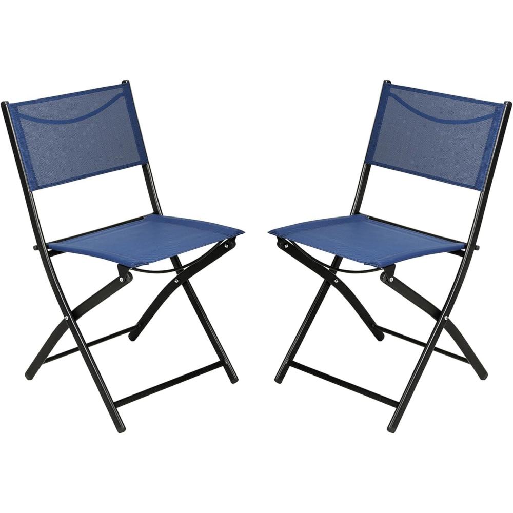 imageFlash Furniture Brazos Commercial IndoorOutdoor Folding Chairs Flex Comfort BacksSeats Metal Frames Portable Lightweight Foldable Design Set of 2 NavyBlackNavy