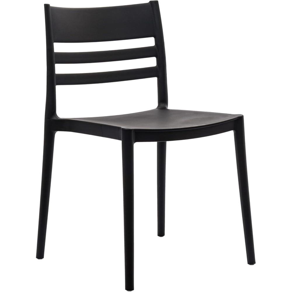 imageFlash Furniture Bridgeport Slat Back Patio Chair with Contoured Seat Commercial AllWeather Stacking Resin Chair UV Resistant IndoorOutdoor Black Set of 4Black