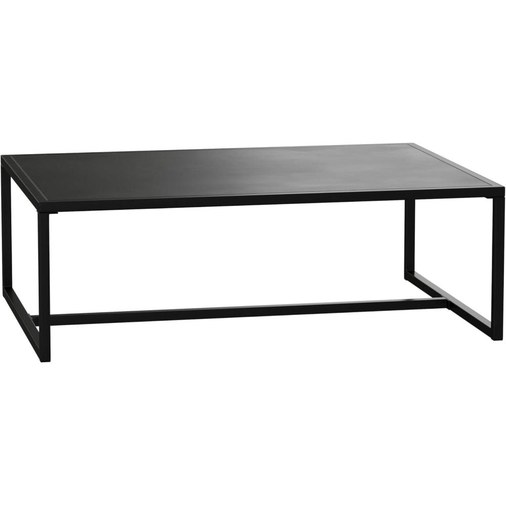 imageFlash Furniture Brock Commercial Grade Steel Modern Patio Coffee Table Rectangular Outdoor Coffee Table with Textured Top and Square Leg Frame Black