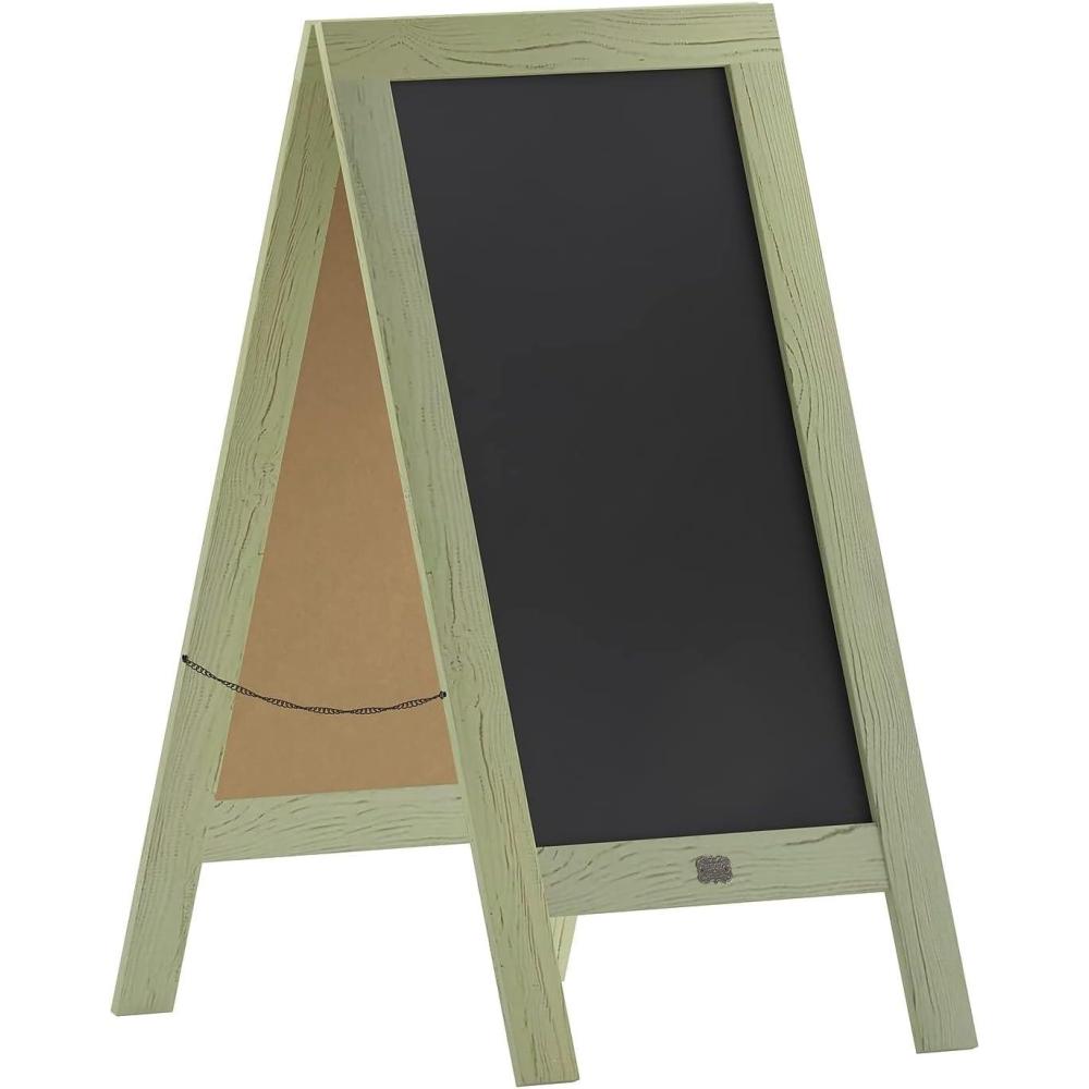 imageFlash Furniture Canterbury Magnetic Chalkboard Sign  Robin Blue Wood Frame  30quot x 20quot  Freestanding Double Sided Magnetic Chalkboard Surface  IndoorOutdoorRustic Green
