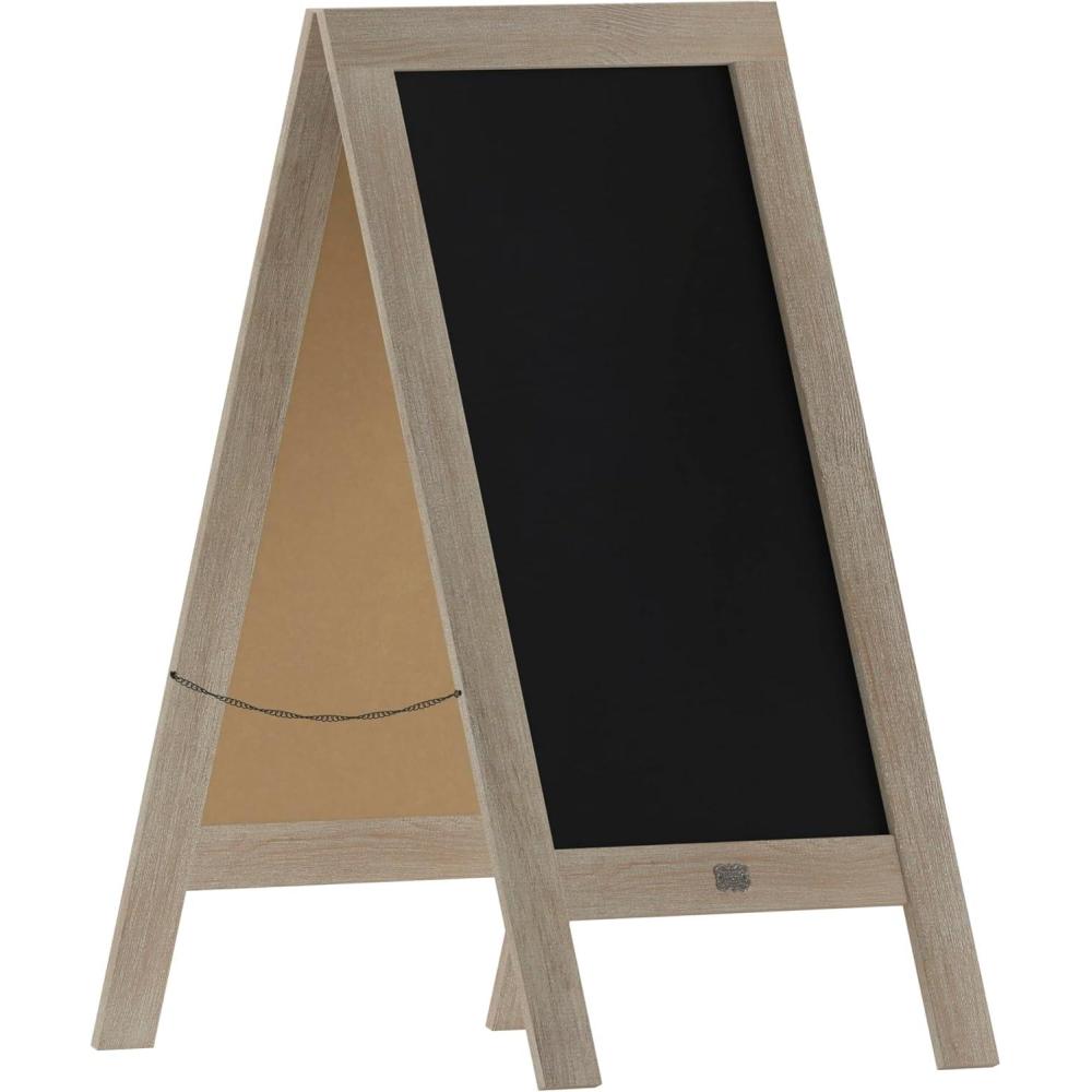 imageFlash Furniture Canterbury Magnetic Chalkboard Sign  Robin Blue Wood Frame  30quot x 20quot  Freestanding Double Sided Magnetic Chalkboard Surface  IndoorOutdoorWeathered Brown