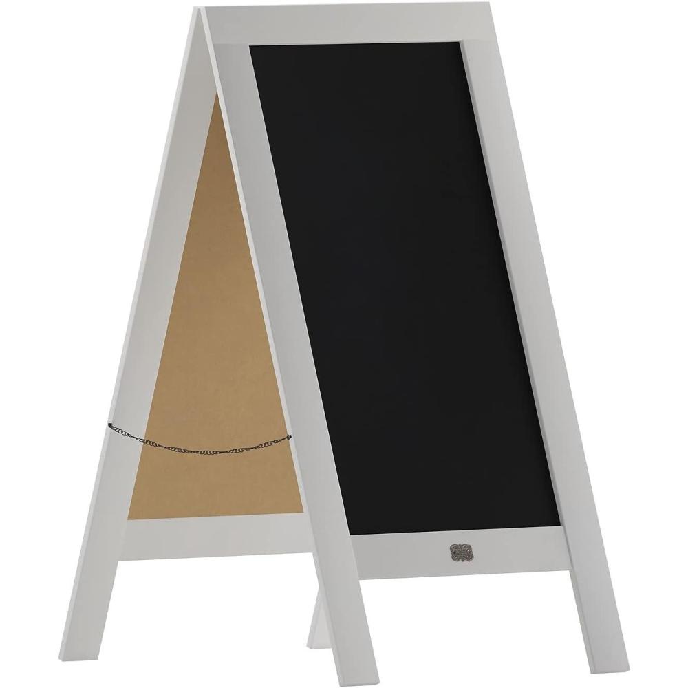 imageFlash Furniture Canterbury Magnetic Chalkboard Sign Set Whitewashed Wood Frame 48quot x 24quot IndoorOutdoor Includes 8 Chalk Markers 10 Stencils 2 MagnetsSolid White