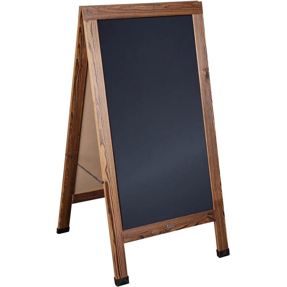 imageFlash Furniture Canterbury Magnetic Chalkboard Sign Set Whitewashed Wood Frame 48quot x 24quot IndoorOutdoor Includes 8 Chalk Markers 10 Stencils 2 MagnetsTorched Brown