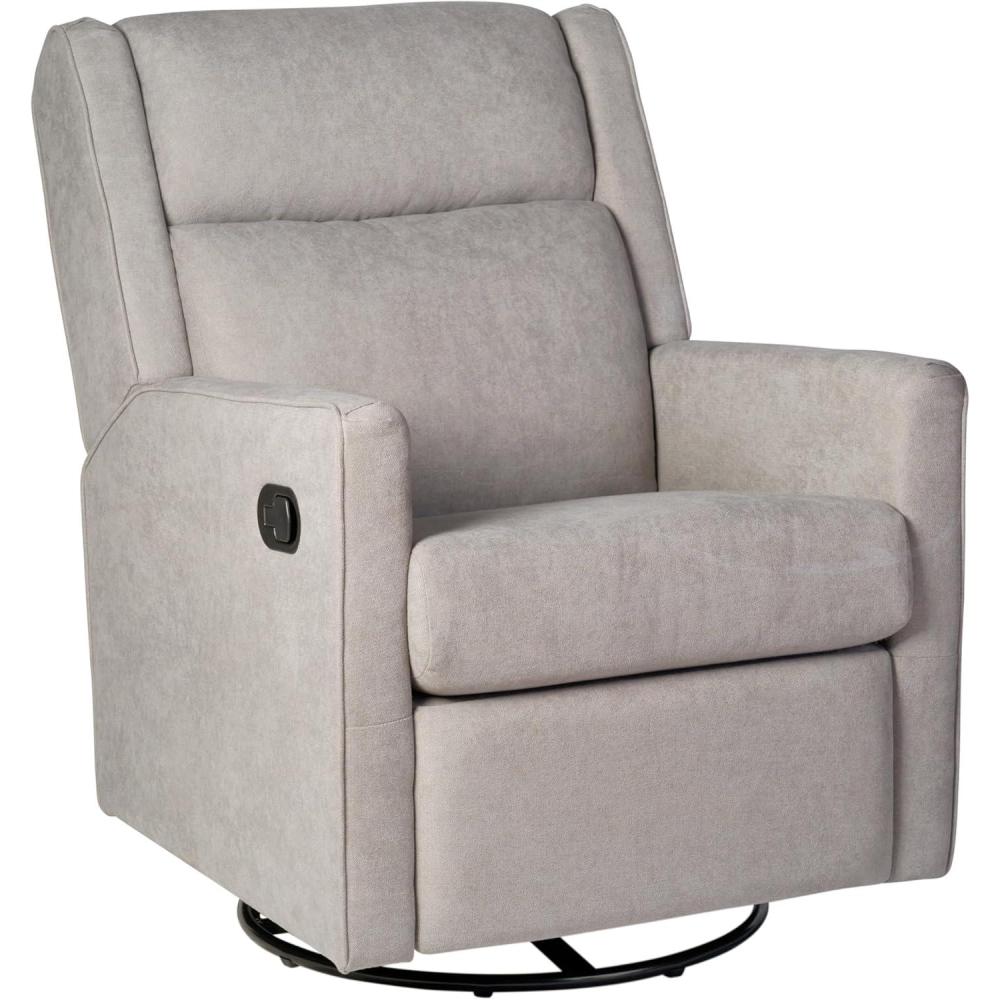 imageFlash Furniture Cash Swivel Glider Rocking Recliner Manual Recliner with 360 Degree Swivel for Living Room Bedroom or Nursery Fabric Upholstered Light GrayLight Gray