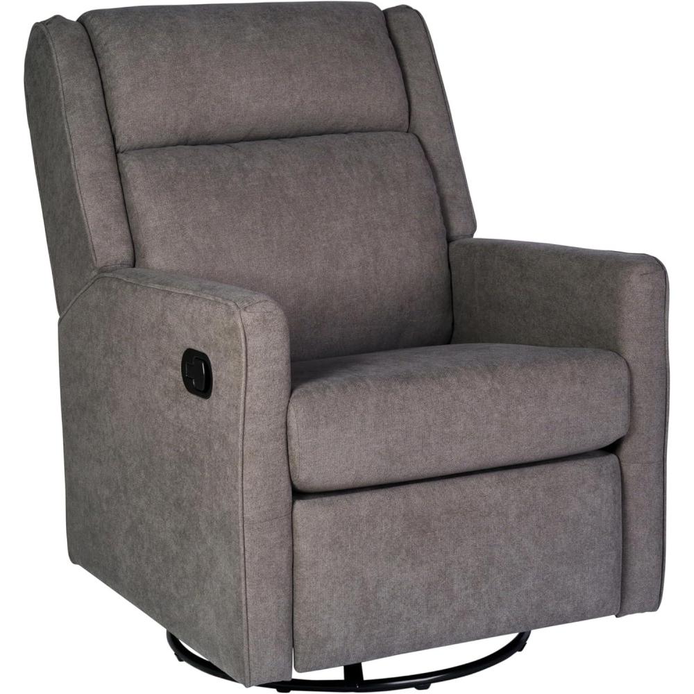 imageFlash Furniture Cash Swivel Glider Rocking Recliner Manual Recliner with 360 Degree Swivel for Living Room Bedroom or Nursery Fabric Upholstered Light GrayDark Gray