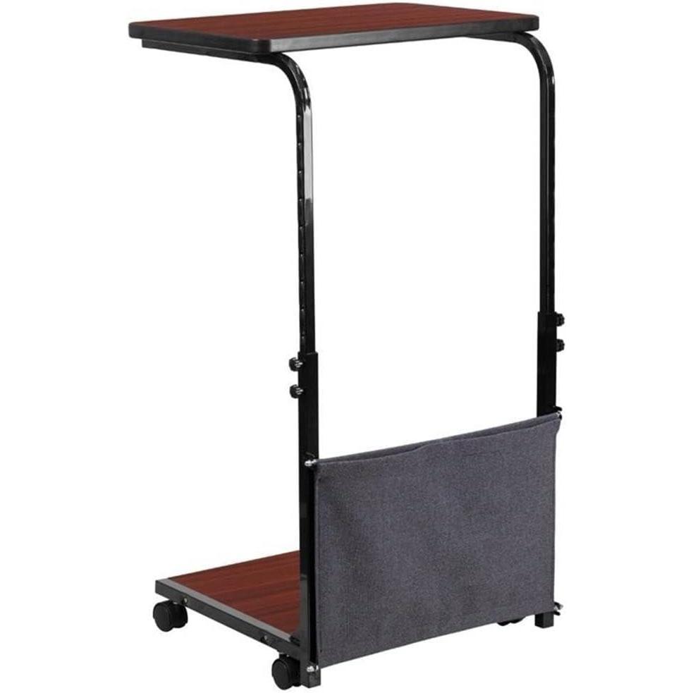 imageFlash Furniture Charger Mobile SitDown StandUp Mahogany Computer Ergonomic Desk with Removable Pouch Adjustable Range 27 465