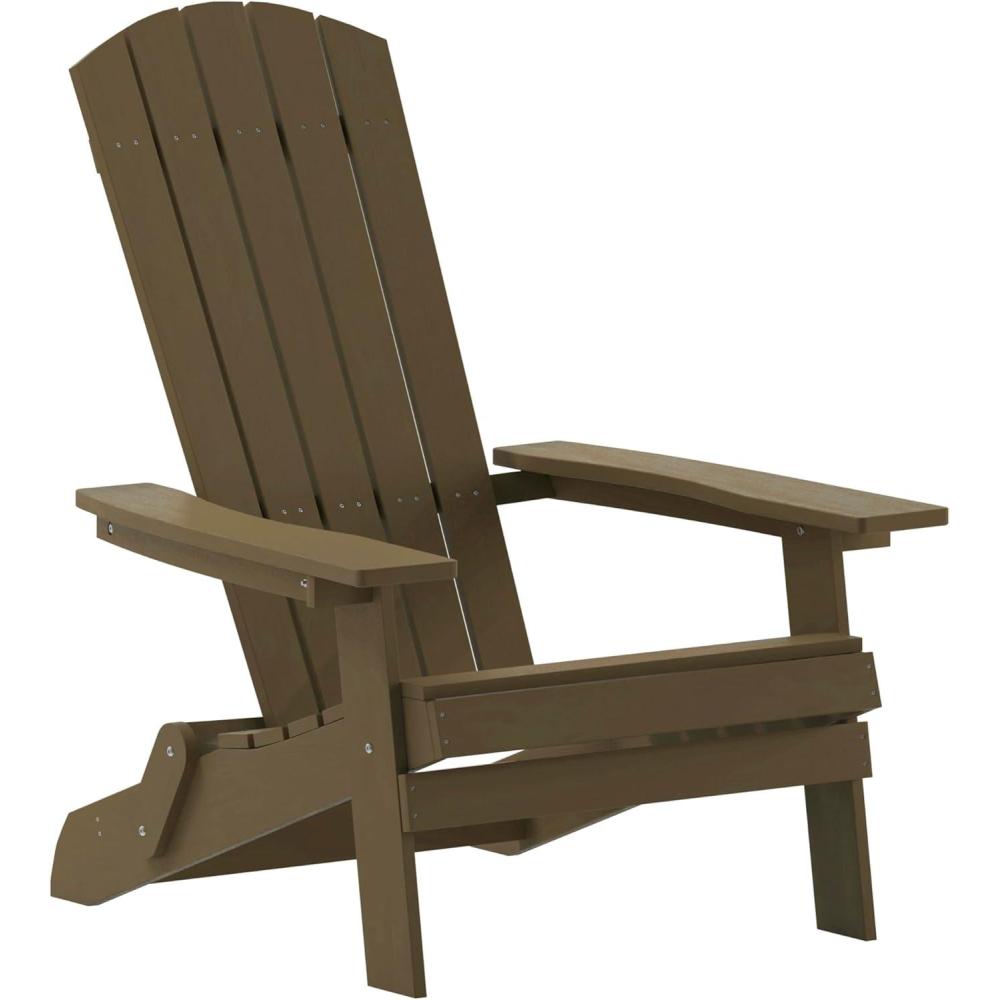imageFlash Furniture Charlestown Commercial Folding Adirondack Chair Mahogany Poly Resin IndoorOutdoor Weather ResistantMahogany