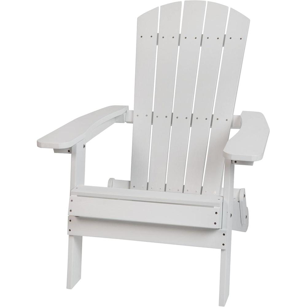 imageFlash Furniture Charlestown Commercial Folding Adirondack Chair Mahogany Poly Resin IndoorOutdoor Weather ResistantWhite