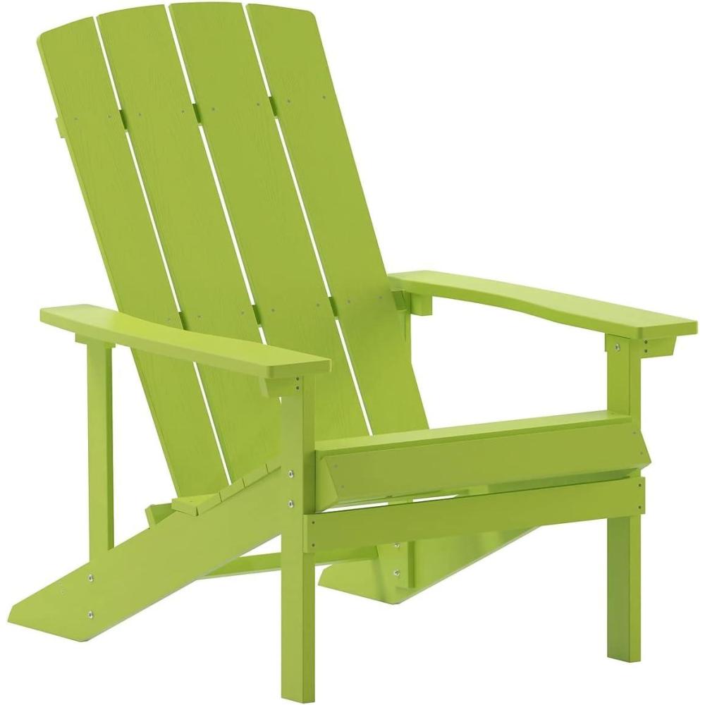 imageFlash Furniture Charlestown Commercial Grade IndoorOutdoor Adirondack Chair Weather Resistant Durable Poly Resin Deck and Patio Seating Slate GrayLime Green