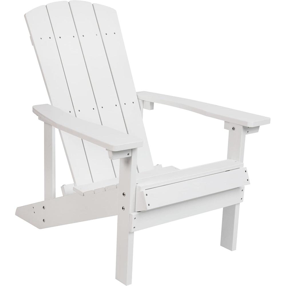 imageFlash Furniture Charlestown Commercial Grade IndoorOutdoor Adirondack Chair Weather Resistant Durable Poly Resin Deck and Patio Seating Slate GrayWhite