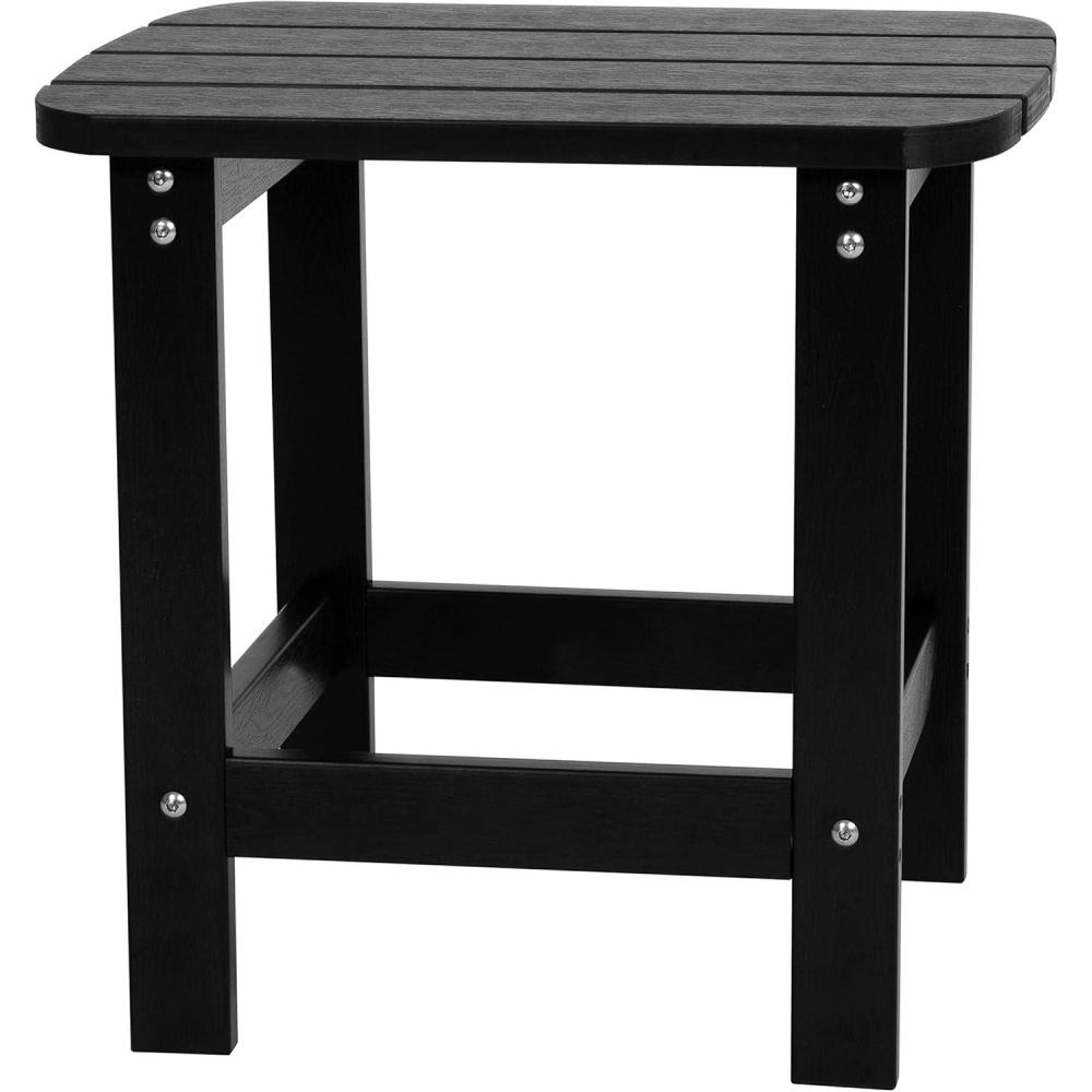 imageFlash Furniture Charlestown Tiered Commercial Poly Resin Adirondack Side Table Lime Green AllWeather IndoorOutdoorBlack
