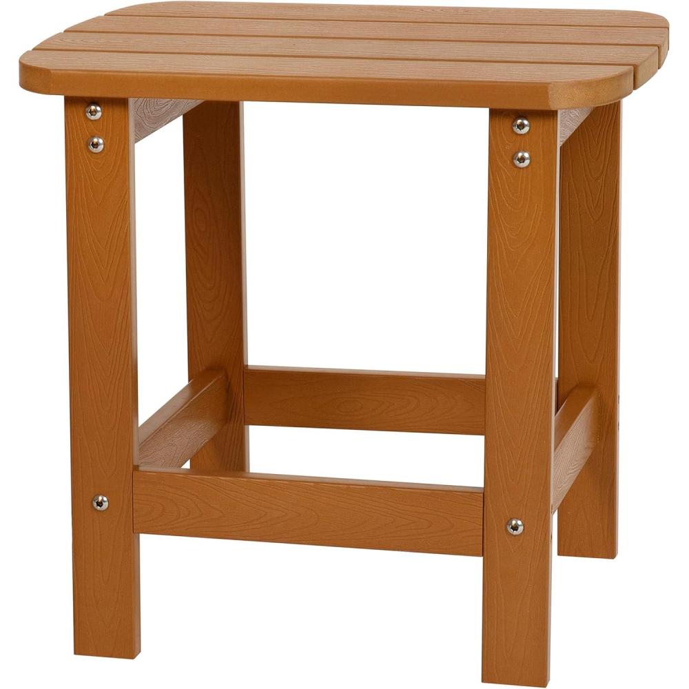 imageFlash Furniture Charlestown Tiered Commercial Poly Resin Adirondack Side Table Lime Green AllWeather IndoorOutdoorTeak