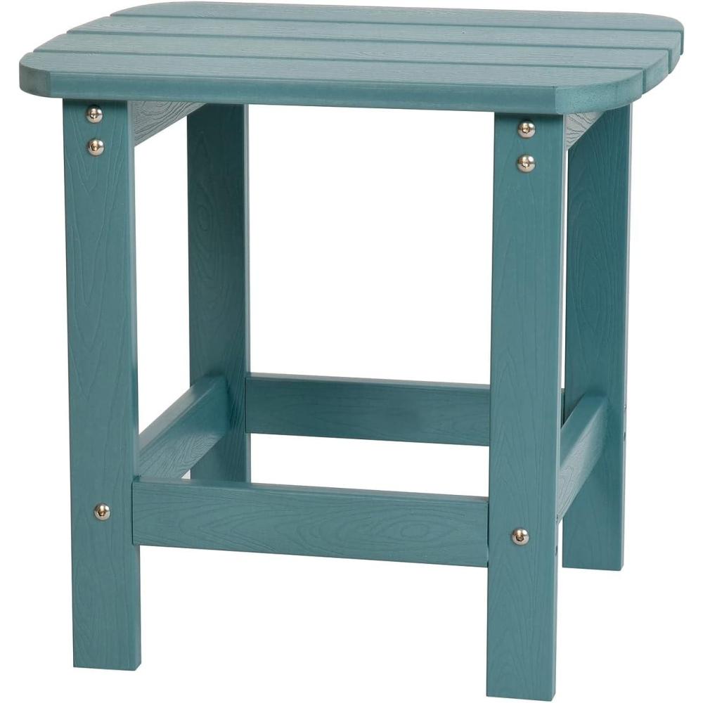 imageFlash Furniture Charlestown Tiered Commercial Poly Resin Adirondack Side Table Lime Green AllWeather IndoorOutdoorTeal