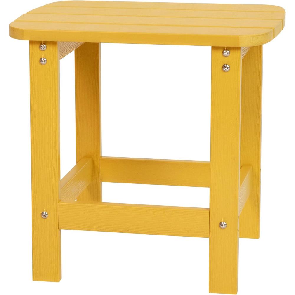imageFlash Furniture Charlestown Tiered Commercial Poly Resin Adirondack Side Table Lime Green AllWeather IndoorOutdoorYellow