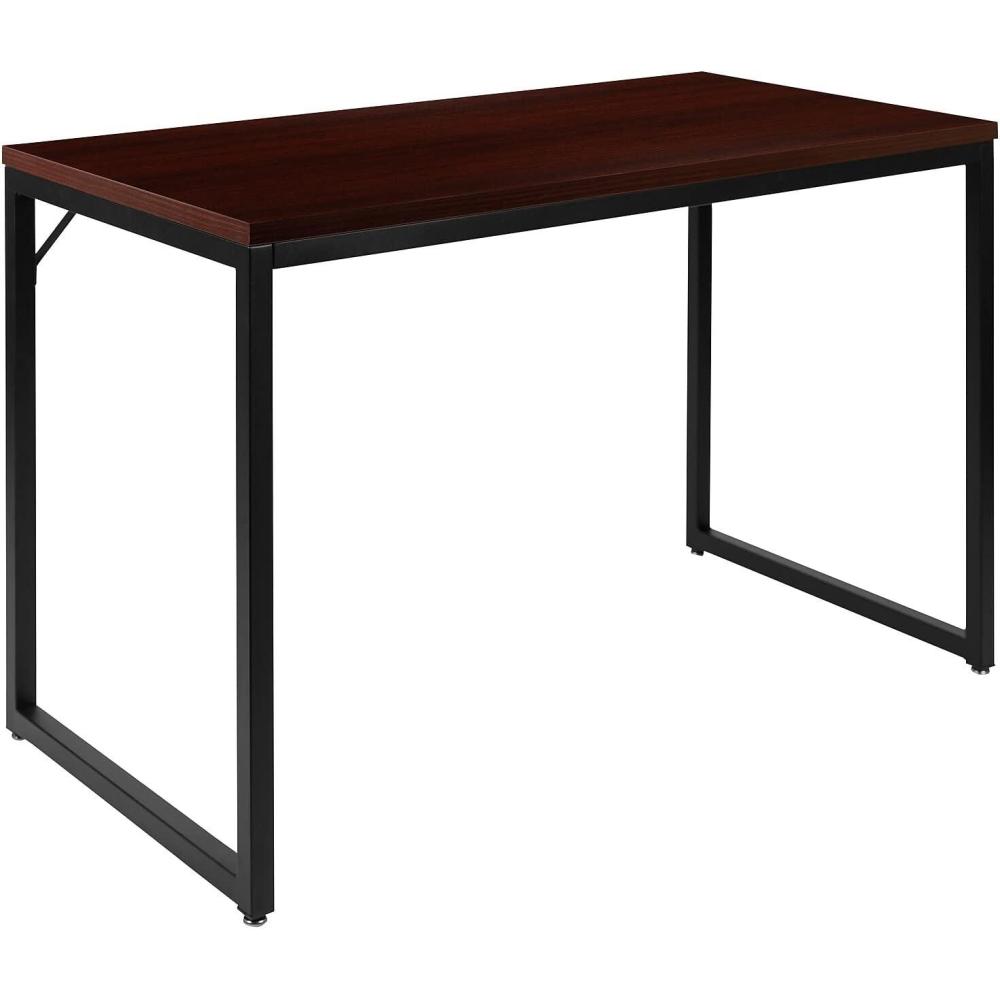 imageFlash Furniture Clifton Modern Office Computer Desk with Top and Bottom Storage Shelves Small Computer Desk for Home Office 28quotW BlackMahogany