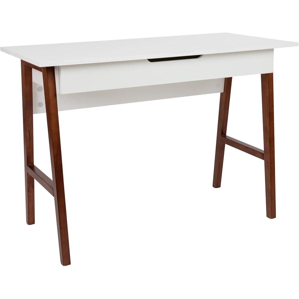 imageFlash Furniture Darla Computer Desk Black Home Office Desk with Storage Drawer 42quot Long Writing Desk for BedroomWhiteWalnut