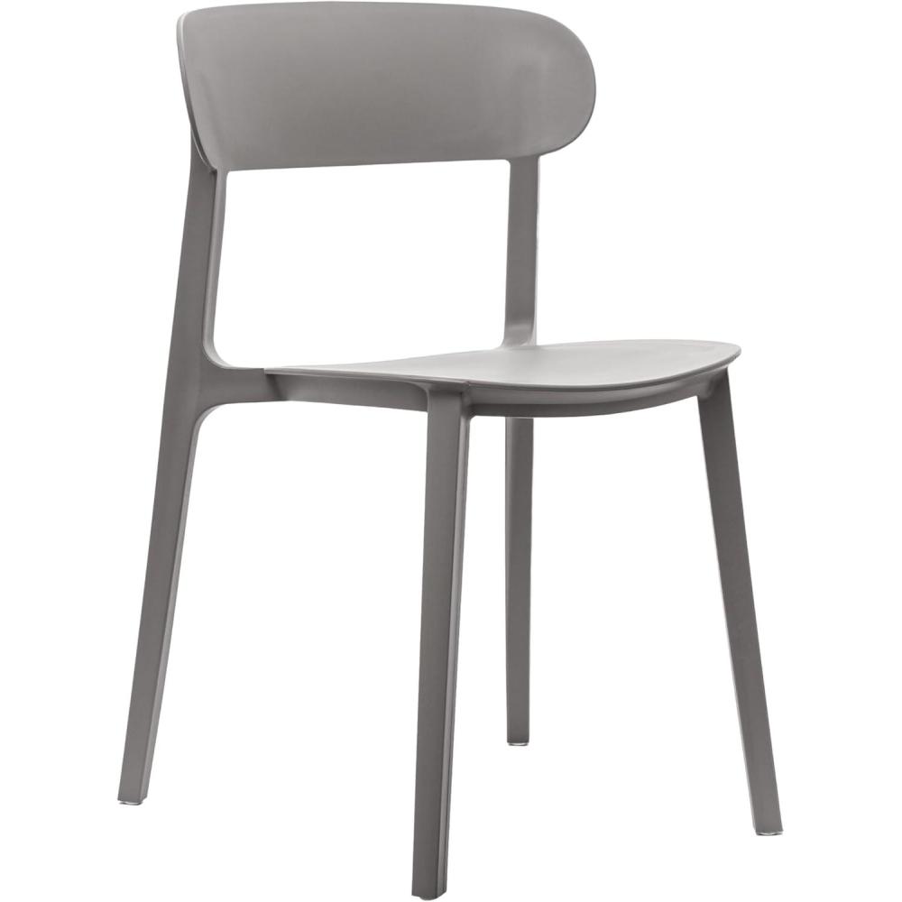 imageFlash Furniture Dover Patio Chair with Curved Backrest and Contoured Seat Commercial AllWeather Stacking Resin Chair UV Resistant IndoorOutdoor Black Set of 2Grey