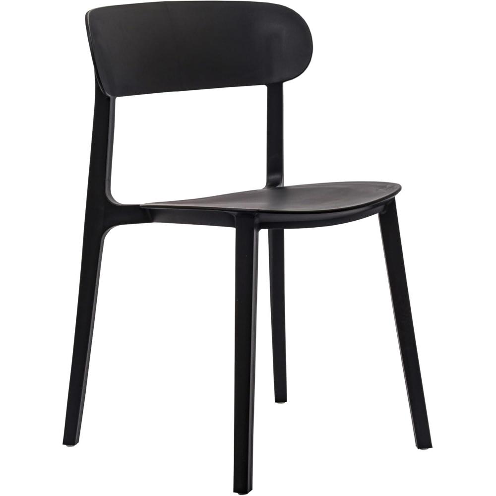 imageFlash Furniture Dover Patio Chair with Curved Backrest and Contoured Seat Commercial AllWeather Stacking Resin Chair UV Resistant IndoorOutdoor Black Set of 2Black