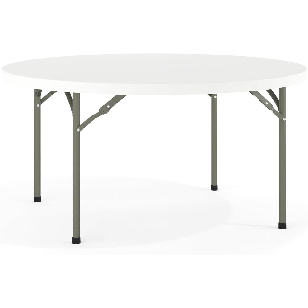 imageFlash Furniture Elon 2 Round AllOccasion Plastic Folding Event Table Folding Banquet Table for IndoorOutdoor Events White5 Foot