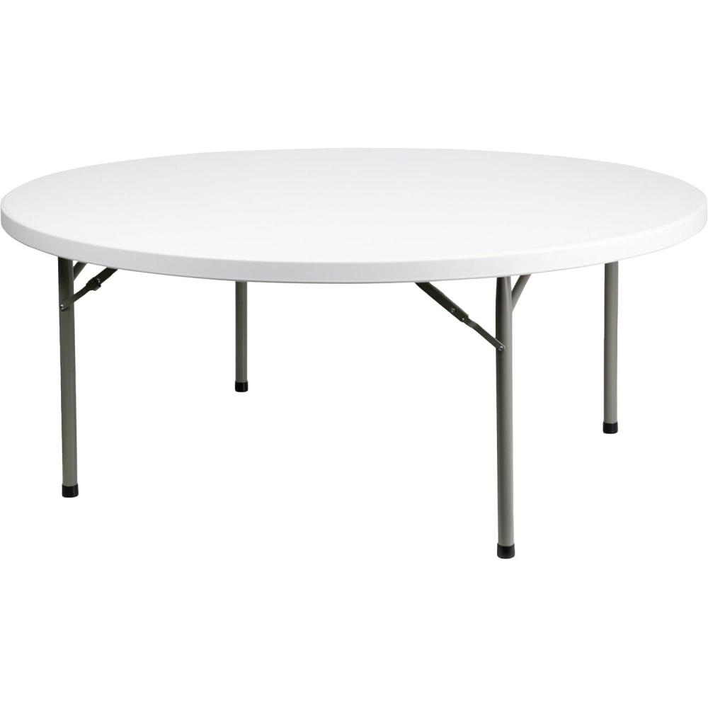 imageFlash Furniture Elon 2 Round AllOccasion Plastic Folding Event Table Folding Banquet Table for IndoorOutdoor Events White6 Foot
