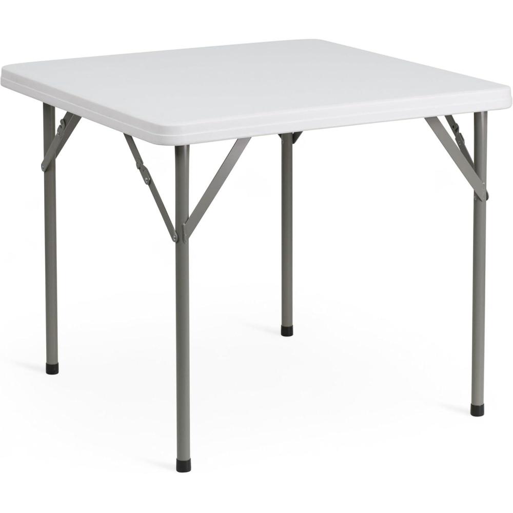 imageFlash Furniture Elon 285 Square AllOccasion Plastic Folding Event Table with Locking Legs Folding Banquet Table for IndoorOutdoor Events WhiteGranite White