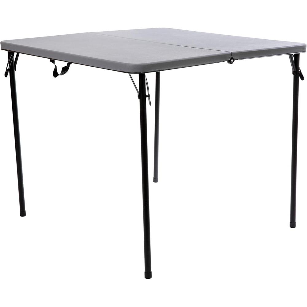 imageFlash Furniture Elon 285 Square AllOccasion Plastic Folding Event Table with Locking Legs Folding Banquet Table for IndoorOutdoor Events WhiteGrey