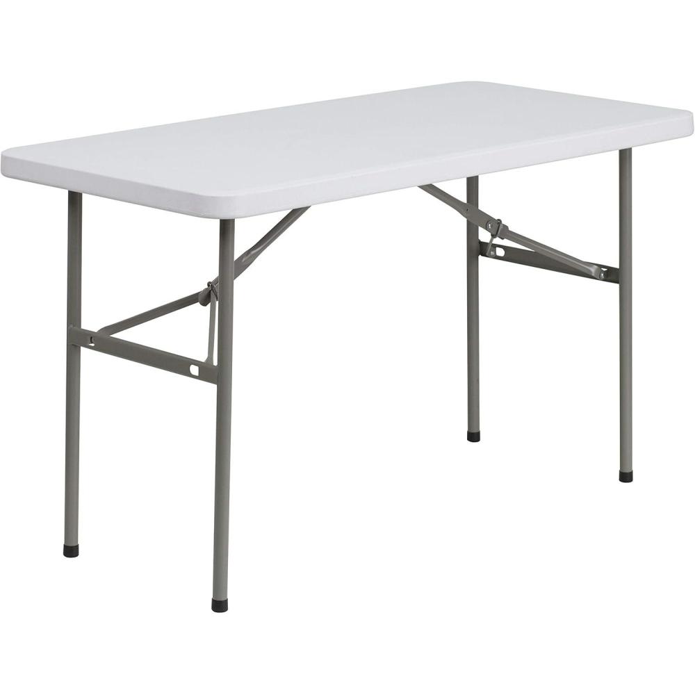 imageFlash Furniture Elon 4 Rectangular AllOccasion Plastic Folding Event Table Folding Banquet Table for IndoorOutdoor Events WhiteGranite White