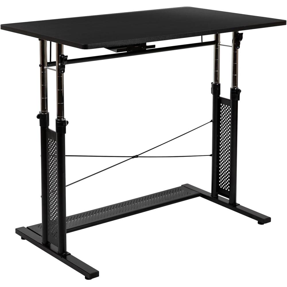 imageFlash Furniture Fairway Height Adjustable 27253575quotH Sit to Stand Home Office Desk  Black