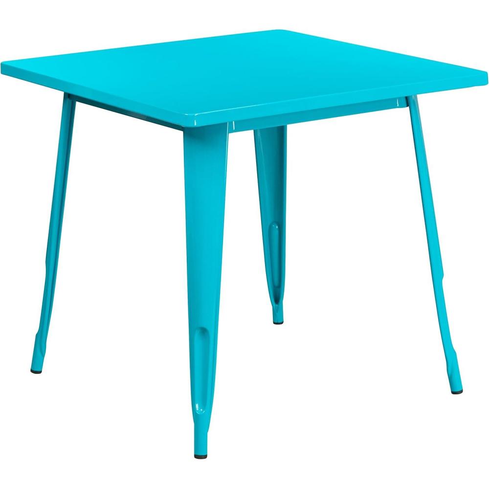 imageFlash Furniture Felix Commercial Grade 315quot Square White Metal IndoorOutdoor TableCrystal Tealblue