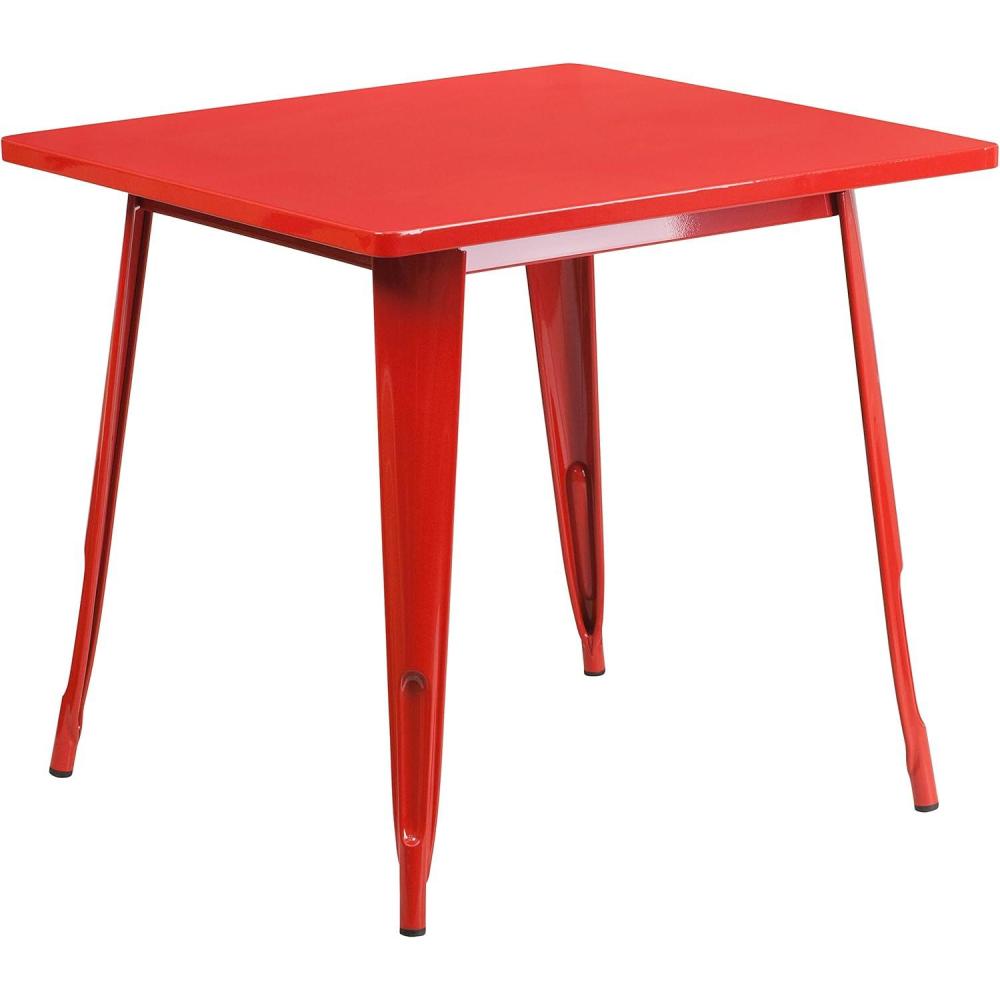 imageFlash Furniture Felix Commercial Grade 315quot Square White Metal IndoorOutdoor TableRed
