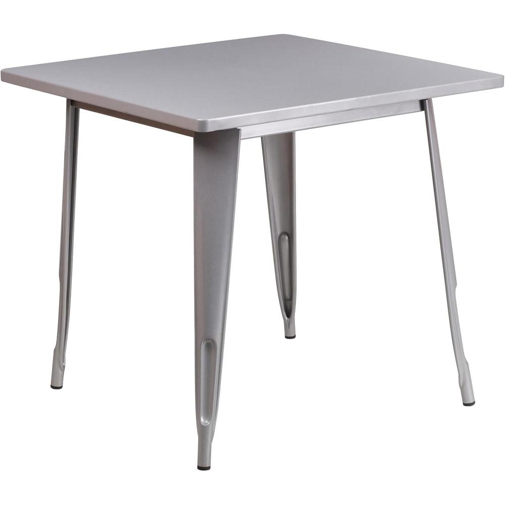 imageFlash Furniture Felix Commercial Grade 315quot Square White Metal IndoorOutdoor TableSilver