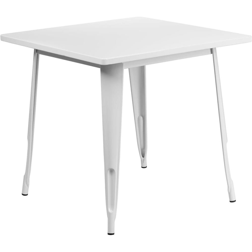 imageFlash Furniture Felix Commercial Grade 315quot Square White Metal IndoorOutdoor TableWhite