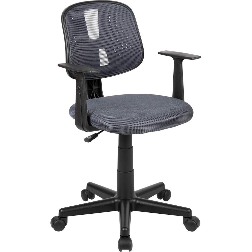 imageFlash Furniture Flash Fundamentals MidBack Black Mesh Swivel Task Office Chair with Pivot Back and ArmsGrey