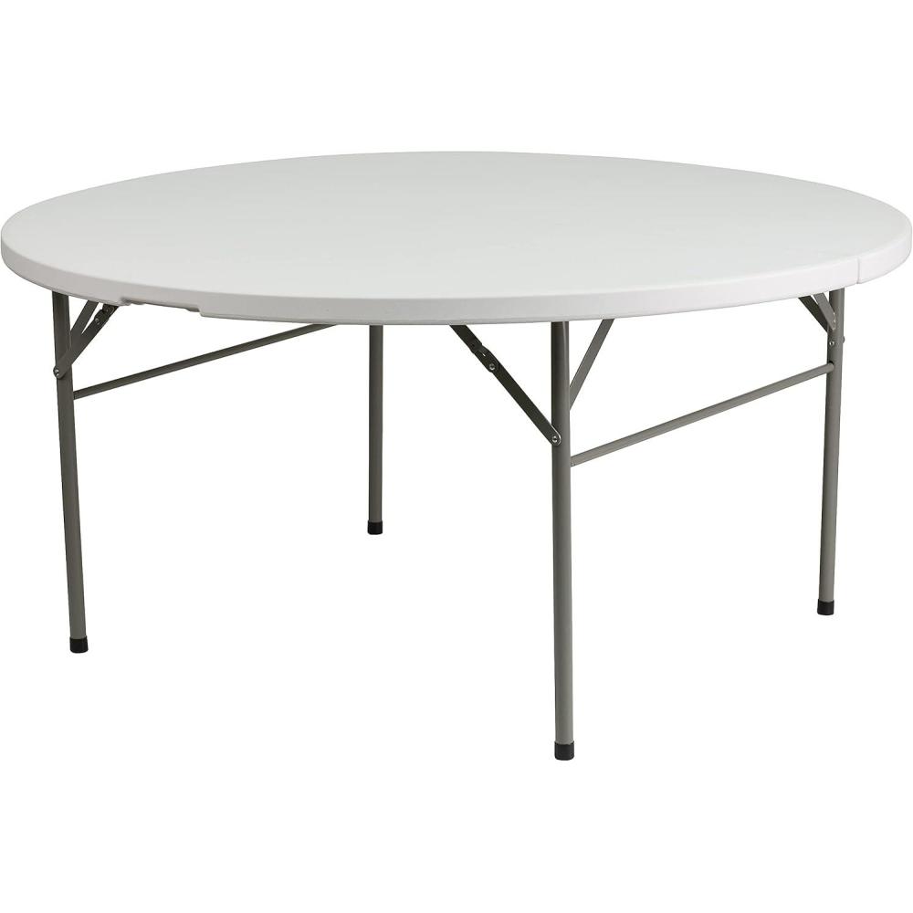 imageFlash Furniture Freeman 4 Round Plastic Folding Table with Carrying Handle Plastic Foldable Table for IndoorOutdoor Events White605 Round