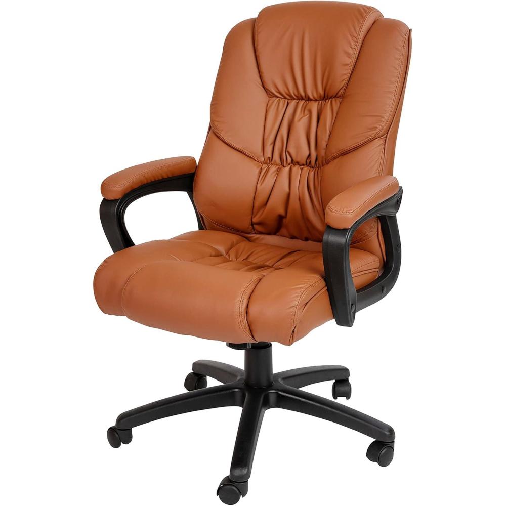 imageFlash Furniture Fundamentals Big ampamp Tall Swivel LeatherSoft Office and Gaming Chair Ergonomic Office Chair with Padded Armrests and Adjustable Height BlackBrown