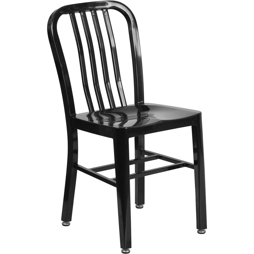 imageFlash Furniture Gael Commercial Grade 2 Pack Yellow Metal IndoorOutdoor ChairBlack