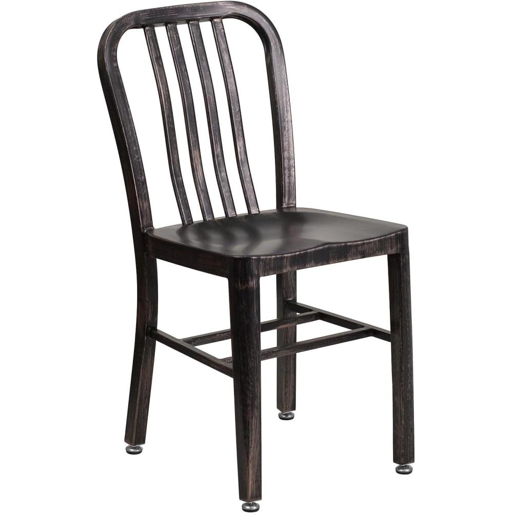 imageFlash Furniture Gael Commercial Grade 2 Pack Yellow Metal IndoorOutdoor ChairBlackantique Gold