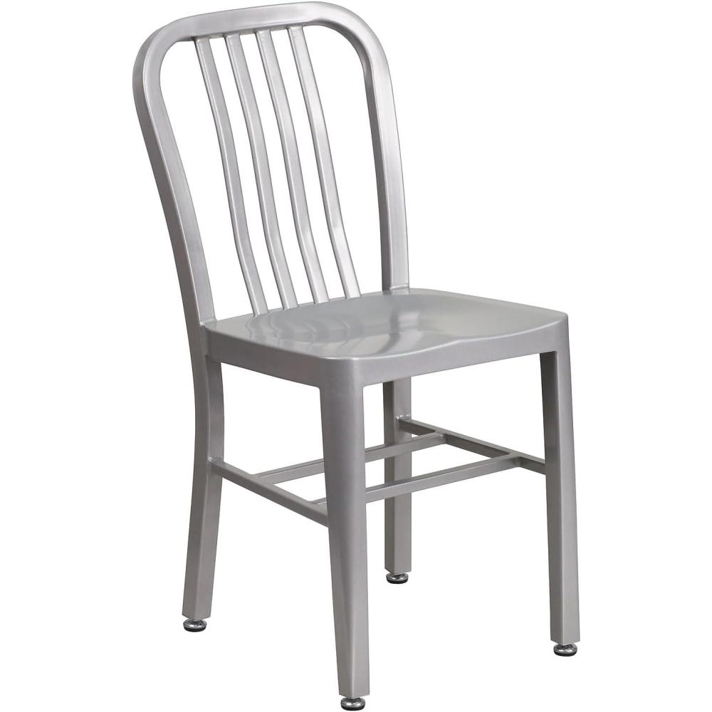 imageFlash Furniture Gael Commercial Grade 2 Pack Yellow Metal IndoorOutdoor ChairSilver