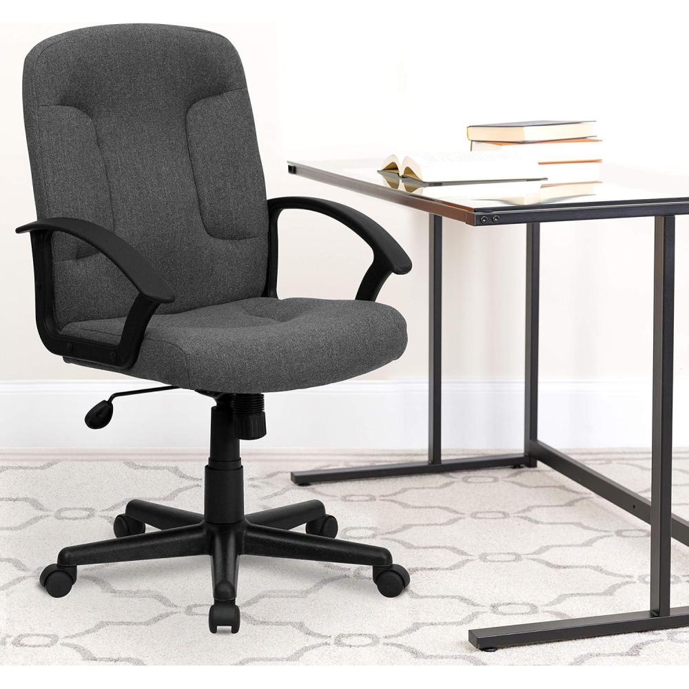 imageFlash Furniture Garver MidBack Gray Fabric Executive Swivel Office Chair with Nylon Arms