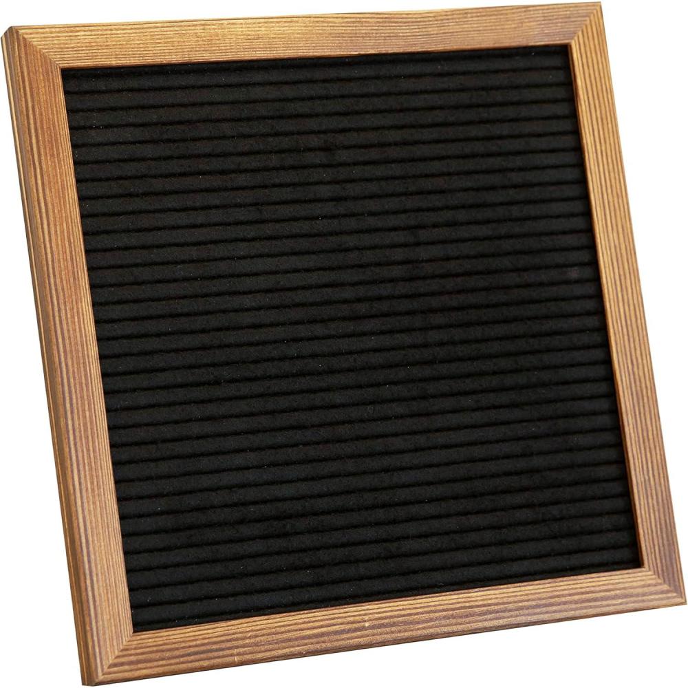 imageFlash Furniture Gracie Felt Letter Board with Wooden Frame 389 PP Letters Including Numbers Symbols and Icons Canvas Carrying Case 10x10 Torched WoodBlack Felt