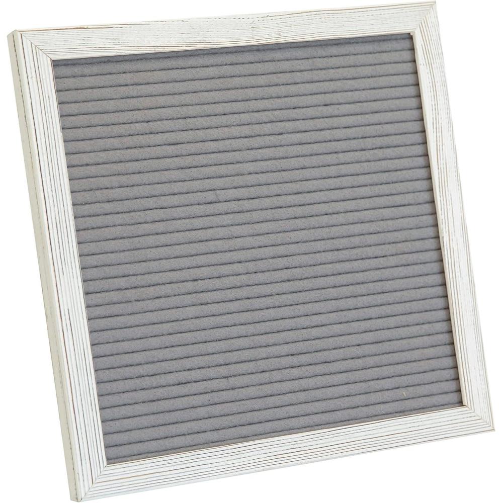 imageFlash Furniture Gracie Felt Letter Board with Wooden Frame 389 PP Letters Including Numbers Symbols and Icons Canvas Carrying Case 10x10 White WashGray Felt