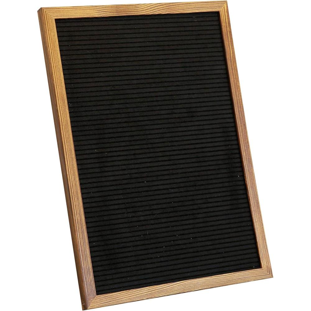 imageFlash Furniture Gracie Felt Letter Board with Wooden Frame 389 PP Letters Including Numbers Symbols and Icons Canvas Carrying Case 12x17 Torched WoodBlack Felt