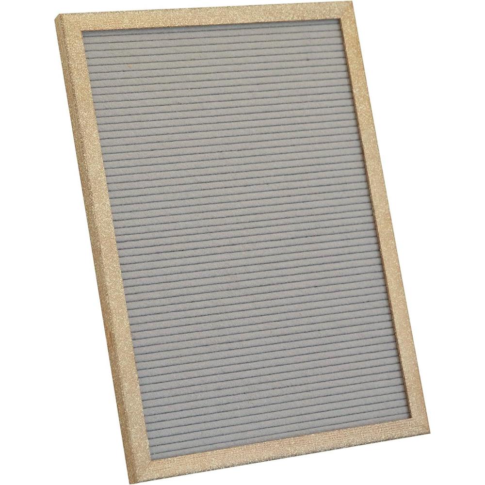 imageFlash Furniture Gracie Felt Letter Board with Wooden Frame 389 PP Letters Including Numbers Symbols and Icons Canvas Carrying Case 12x17 Weathered WoodGray Felt