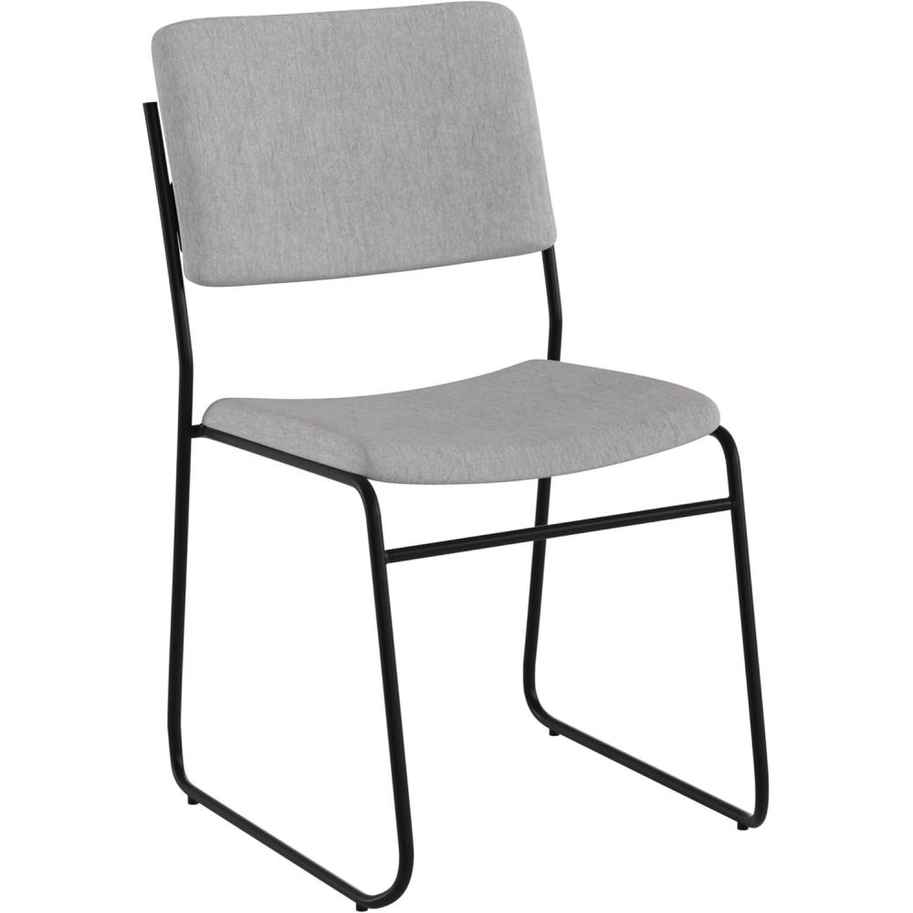 imageFlash Furniture HERCULES Series 500 lb Capacity Black Fabric High Density Stacking Chair with Chrome Sled BaseGray FabricBlack Frame
