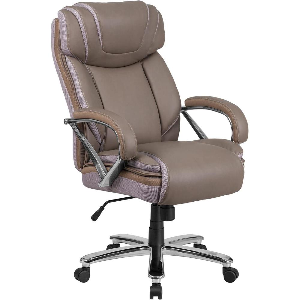 imageFlash Furniture HERCULES Series Big ampamp Tall 500 lb Rated Taupe LeatherSoft Executive Swivel Ergonomic Office Chair with Extra Wide SeatTaupe