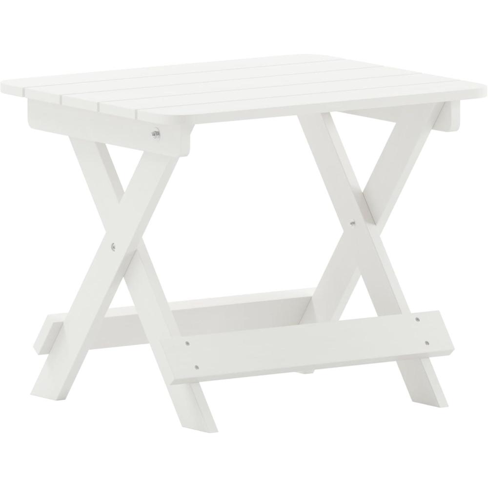 imageFlash Furniture Halifax Outdoor Folding Side Table Portable AllWeather HDPE Adirondack Side Table GrayWhite