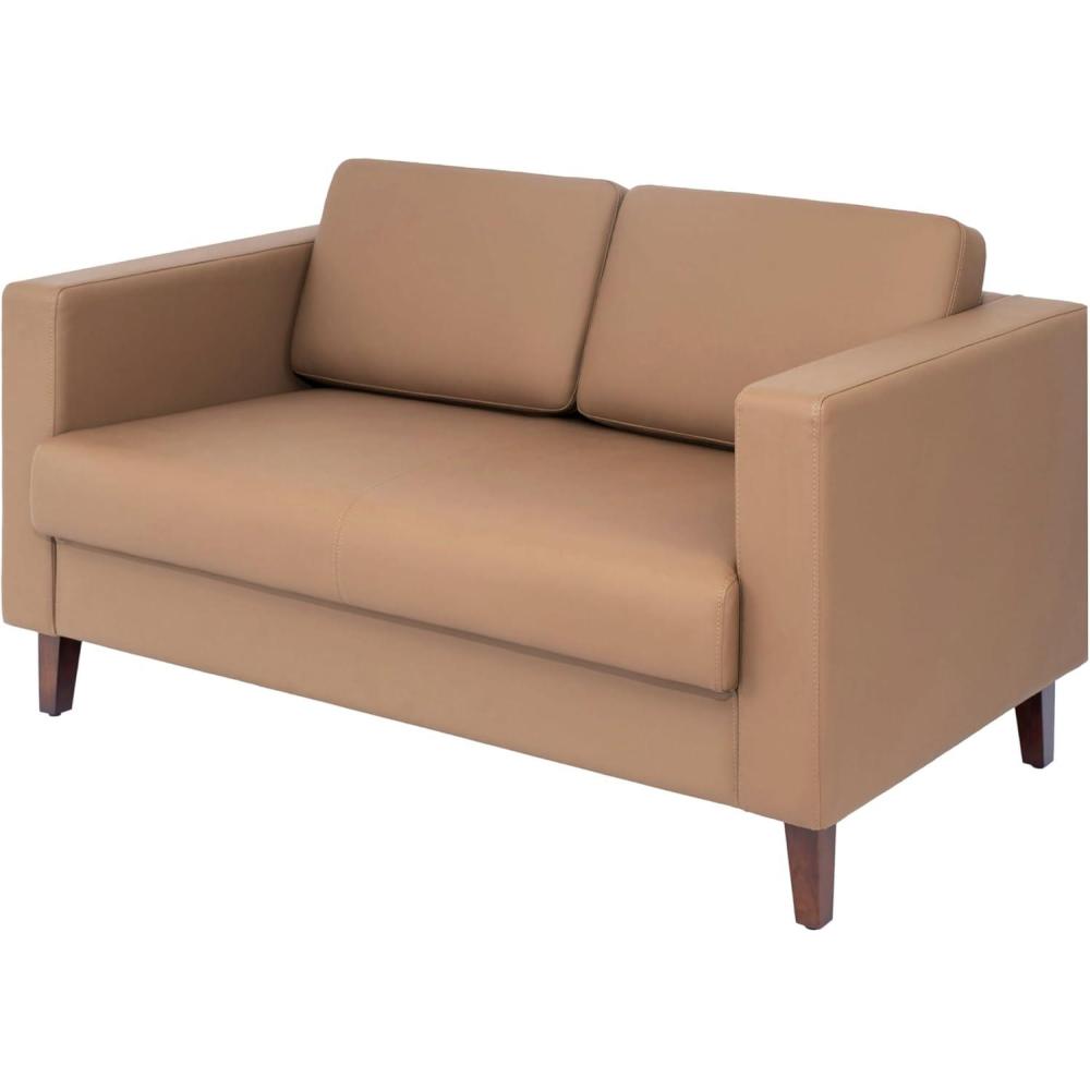 imageFlash Furniture Hercules Artemis Commercial Loveseat for Reception and Lobby Use with Solid Wood Legs 2 Outlets 1 USB and 1 USBC Ports Cognac LeatherSoftCognac